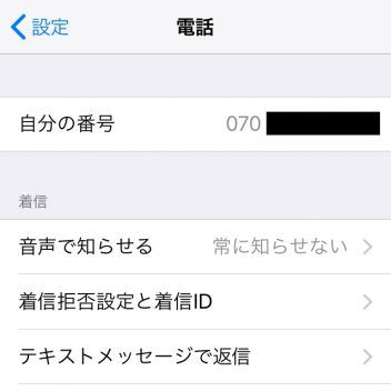 iPhone→設定→電話