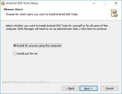 Android SDK『使用するユーザ』
